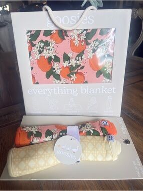 Goosies Orange Blossoms Everything Blanket and Burp Cloth Set NWT